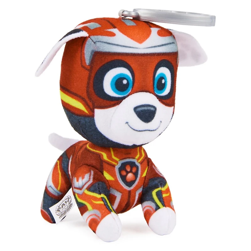 PAW Patrol: The Mighty Movie, 4-Inch Tall Mighty Pups Marshall Plush Toy, Mini Stuffed Animals with Keychain Clip, Kids Toys for Boys and Girls 3+