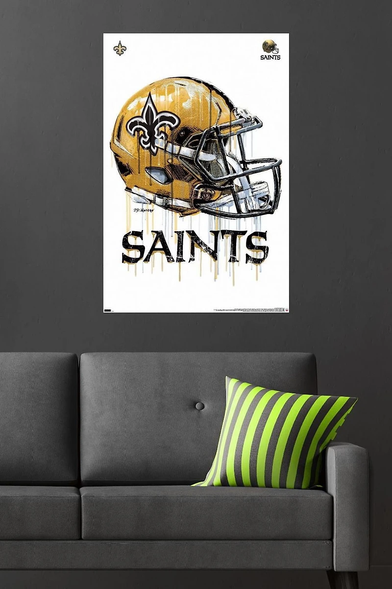 NFL New Orleans Saints - Drip Helmet 20 Wall Poster, 22.375" x 34"