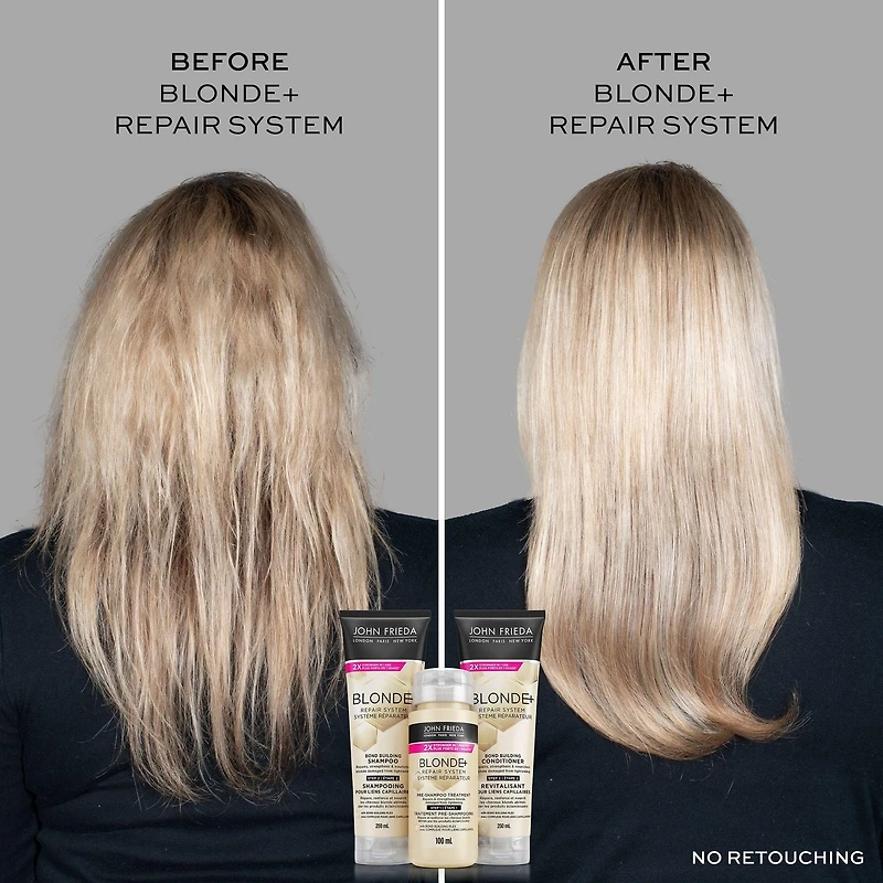 John Frieda Blonde+ Système Réparateur Traitement Pré-Shampooing | Fabriqué au Canada