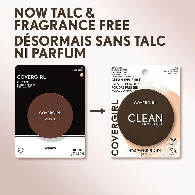 COVERGIRL Clean Invisible Pressed Powder, Lightweight, Breathable, Vegan Formula, Talc- and fragrance-free