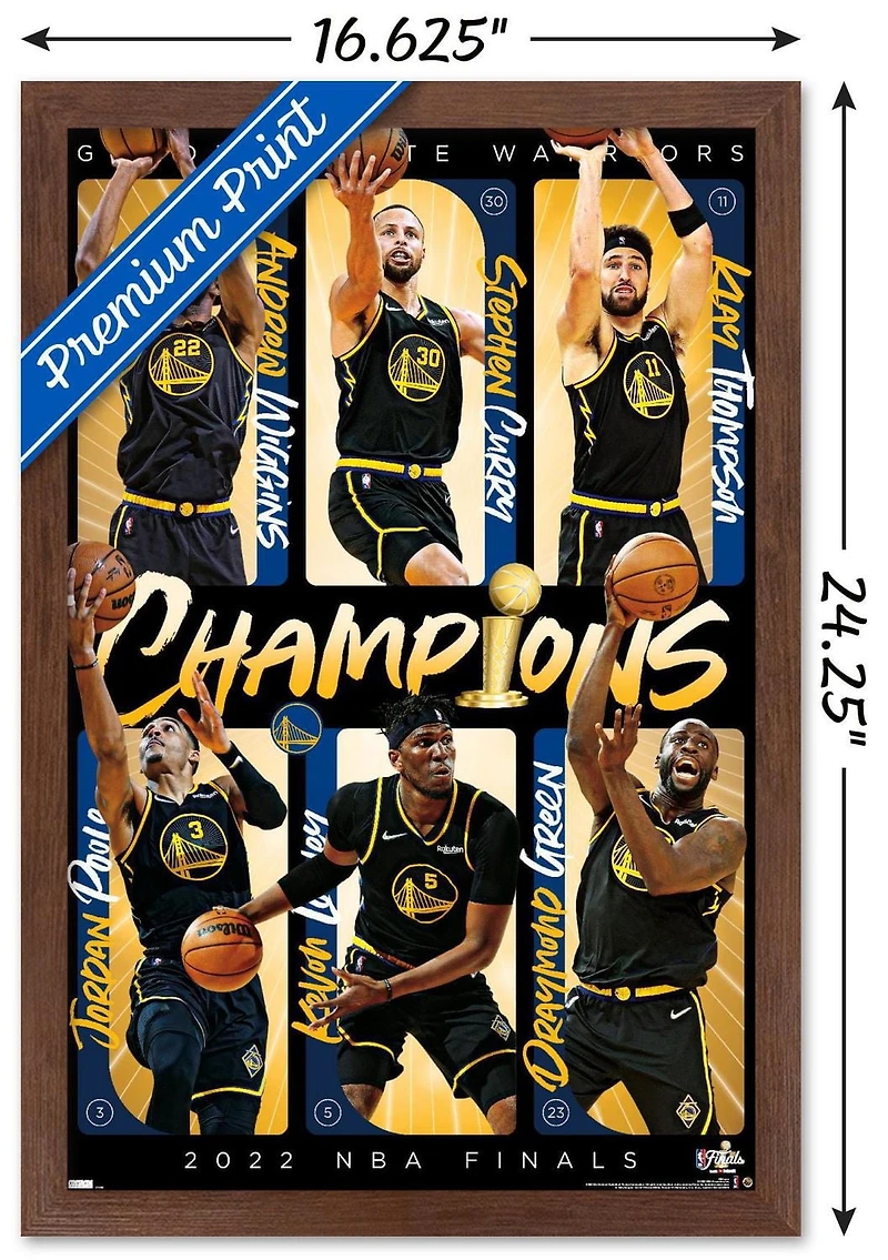 NBA Golden State Warriors - 2022 NBA Finals Champions Wall Poster, 22.375" x 34" Framed