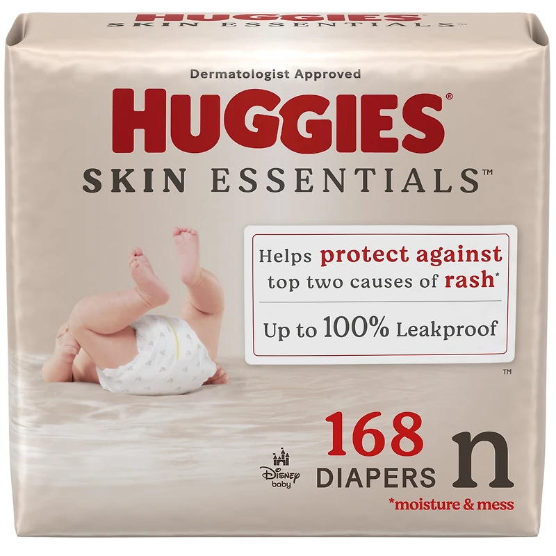 Couches pour bébé Huggies Skin Essentials, taille 3 (16 à 28 lb), 168 Unités
