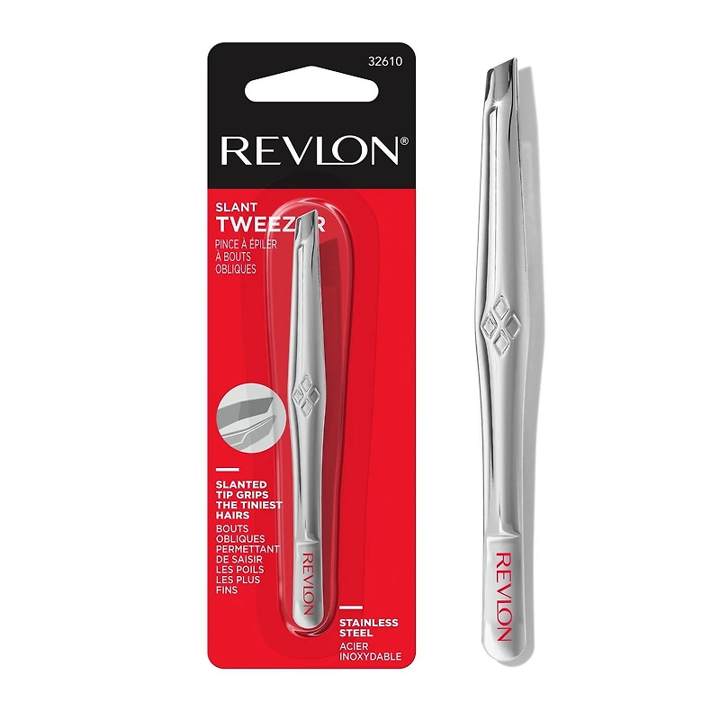 Pince à épiler à bouts obliques Revlon, outil d’épilation polyvalent de haute précision, fabriqué en acier inoxydable de grande qualité POINTE TWZ SLT 0,031 lb