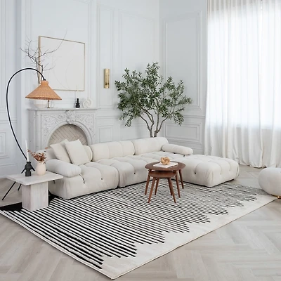 Rug Branch Domus Abstract Indoor Area Rug, Cream Black, Modern - Living Room, Bedroom, Dining Room