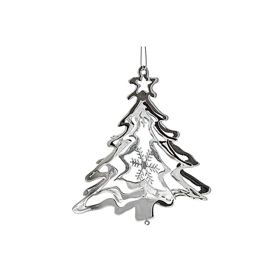 Christmas Spinning Silver Metal Ornement Tree - Ensemble De 12