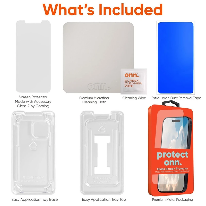 Protecteur d’écran en verre Corning onn. pour iPhone 15 Plus et iPhone 14 Pro Max