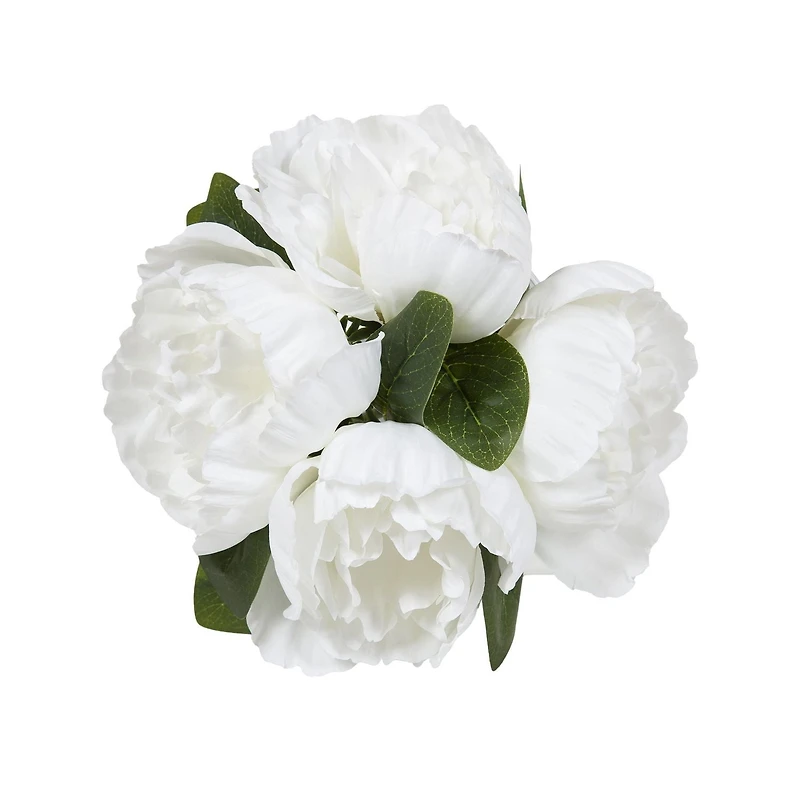 hometrends Pascal Faux Peonies in Glass Vase, 7"H x 7"Dia.