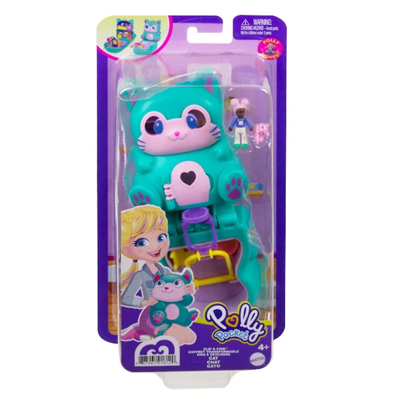 Polly Pocket-Coffret Transformable Chat, mini-poupée, figurine de chat