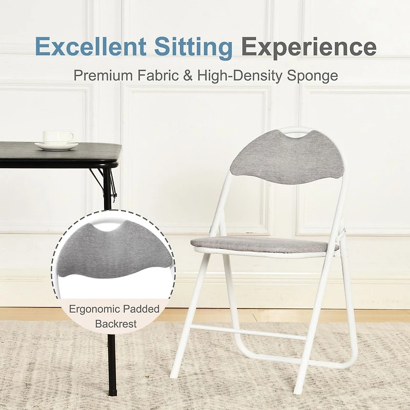 Homy Casa Folding Dining Chairs Set of 4 - Premium Padded Upholstery Folding Stools 4 Packs with Sturdy Metal Frame, Pink/ Grey/ Brown
