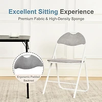 Homy Casa Folding Dining Chairs Set of 4 - Premium Padded Upholstery Folding Stools 4 Packs with Sturdy Metal Frame, Pink/ Grey/ Brown