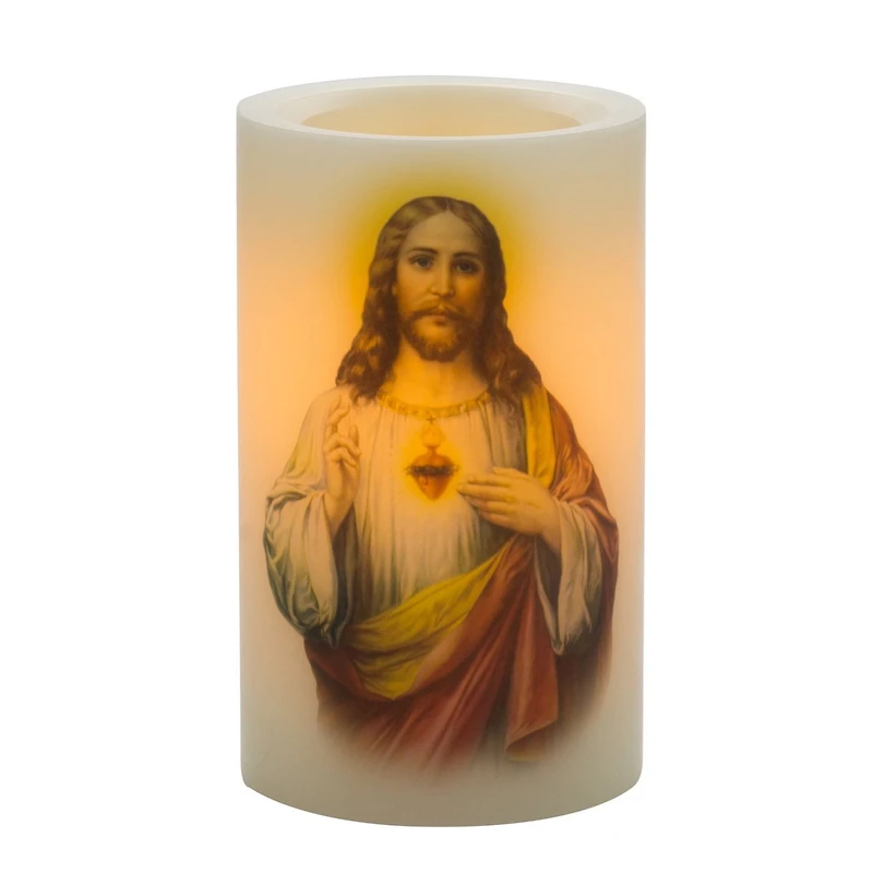 Bougie DEL Inglow de 5 po de hauteur à motif de Vierge Marie