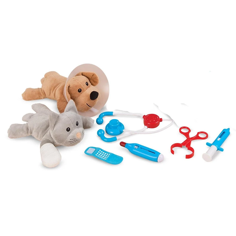 Melissa & Doug Examine & Treat Pet Vet Play Set with 2 Plush Animals (24 pcs)
