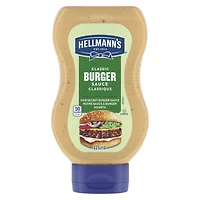 Sauce à burger pour vos créations de burgers maison préférées Hellmanns Une tradition classique sans gluten et certifiée casher 325 ml 325 mL Sauce à burger