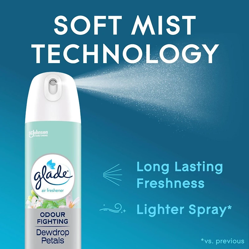 Glade® Air Freshener Odor Fighting Room Spray, Dewdrop Petals