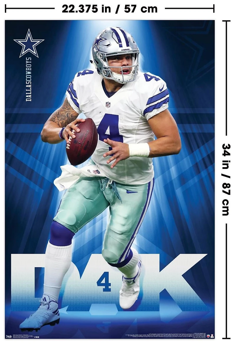 NFL Dallas Cowboys - Dak Prescott 17 Wall Poster, 22.375" x 34"