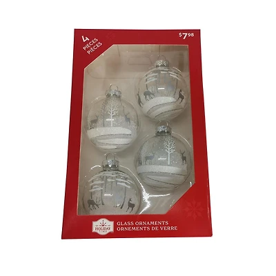 TEMPS DE VACANCES 65 mm * 4CT ORNEMENT EN VERRE ARBRE/CERF