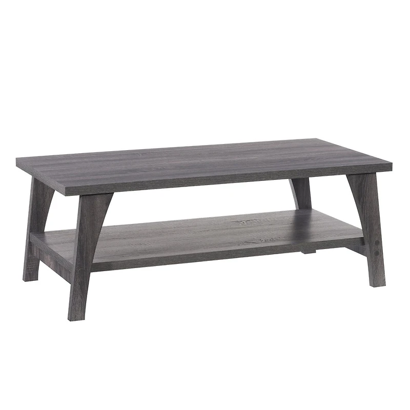 Table basse d'intérieur à deux niveaux CorLiving Hollywood, style Mid-Century Modern, en bois d'ingénierie gris foncé