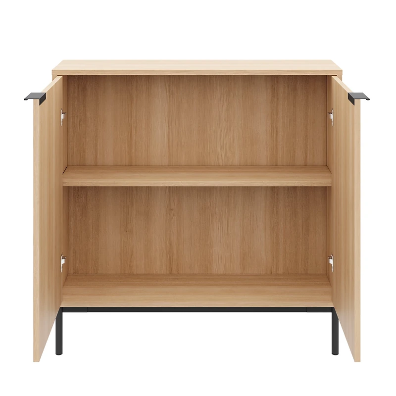 Nexera Slim 2-Door Storage Console, Natural Blonde Oak