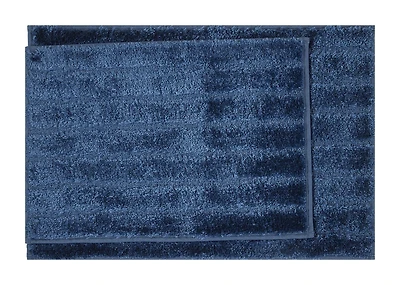 Mainstays Dark Blue Tufted Stripe 2 Piece Bath Rug Set