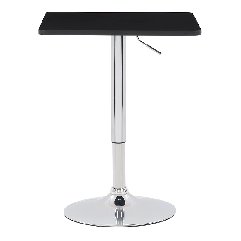 Table de bar pivotante CorLiving Maya Square, plateau en bois composite, hauteur réglable, piètement en métal, chromée/noire