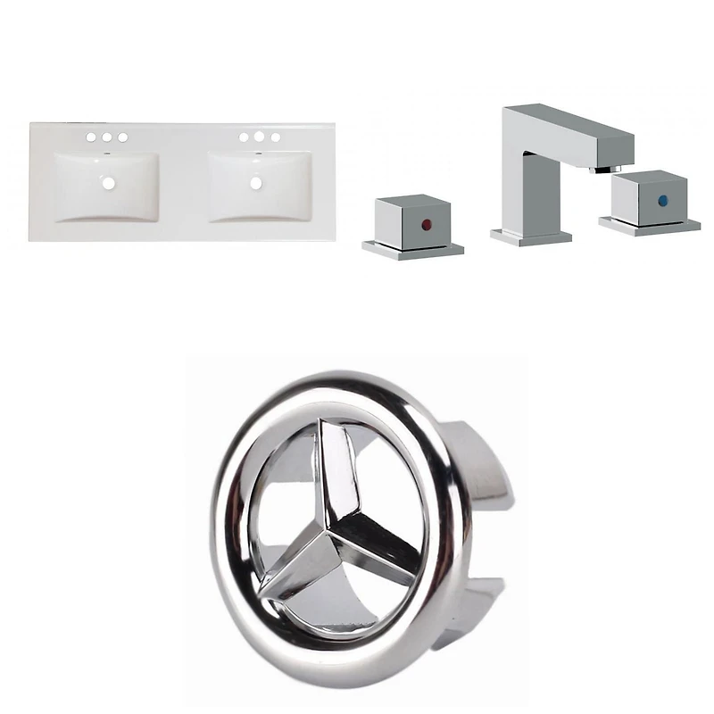 American Imaginations 39.75-in. W 1 Hole Ceramic Top Set In White Color - Overflow Drain Incl. AI-24542