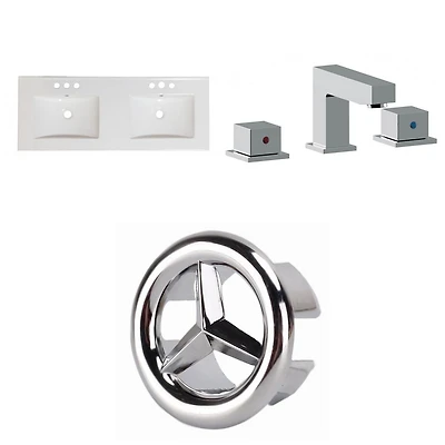 American Imaginations 39.75-in. W 1 Hole Ceramic Top Set In White Color - Overflow Drain Incl. AI-24542
