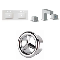 American Imaginations 39.75-in. W 1 Hole Ceramic Top Set In White Color - Overflow Drain Incl. AI-24542