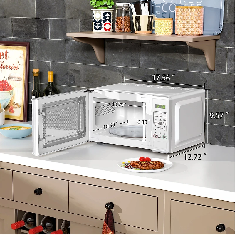 Mainstays Micro-ondes d'0,7 pi³ en, Blanc Noir Serrure de sécurité enfant