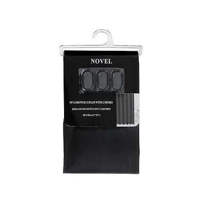 Peva Rideau De Douche Avec 12 Crochets C (71X71) (Noir)