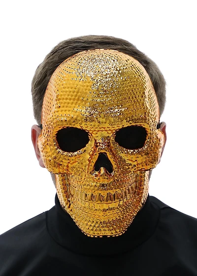 Adult Unisex Way to Celebrate Halloween Gold Rhinestone Skull Mask