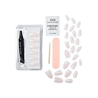 KISS Salon X-tend LED Soft Gel System Decorated Nails, Red Flags, Medium Almond, 34 count, X-tend LED Soft Gel