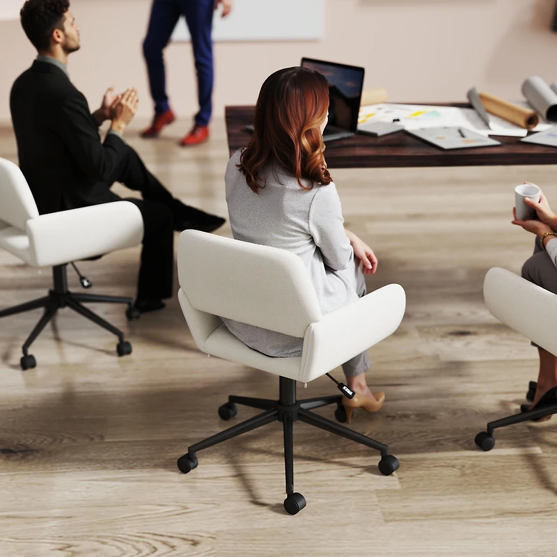 Homy Casa Desk Chair, Adjustable Task Office Chair with Fabric Upholstery, Ergonomic Backrest, Swivel, Beige