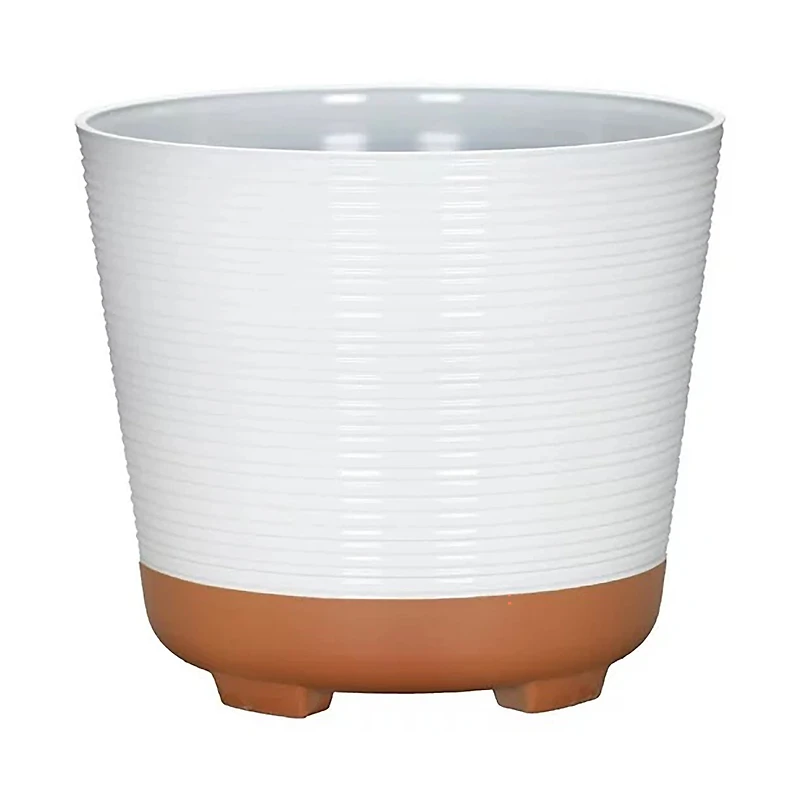 Hometrends 10in Wallula Resin Planter, White & Terracotta