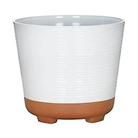 Hometrends 10in Wallula Resin Planter, White & Terracotta