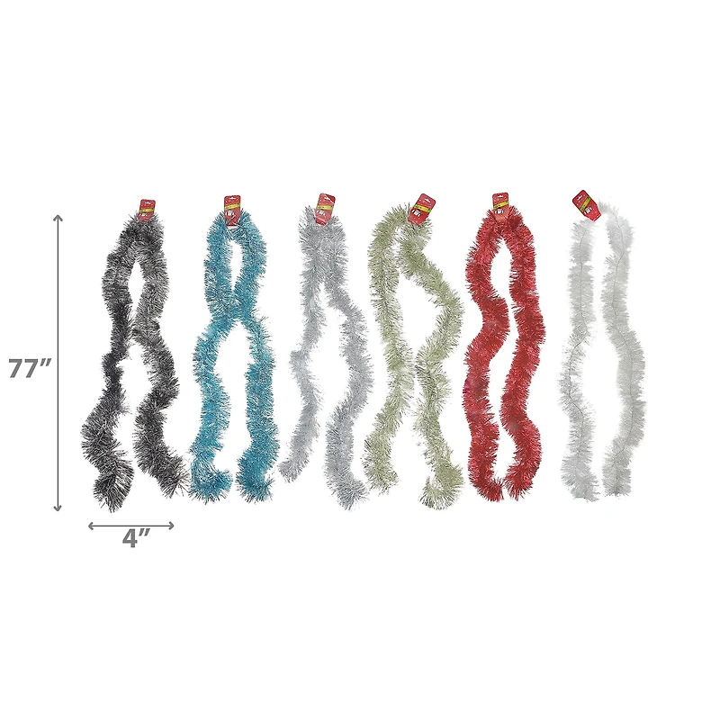 2M Sparkly Tinsel Garland (5Ply) (Asstd) - Set of 12