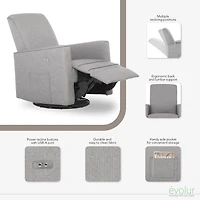 Evolur Harlow Deluxe Glider, Power Recliner, and Rocker With USB Charging Port