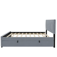 Lit plateforme Noble House en velours gris avec lit gigogne simple, 1 place