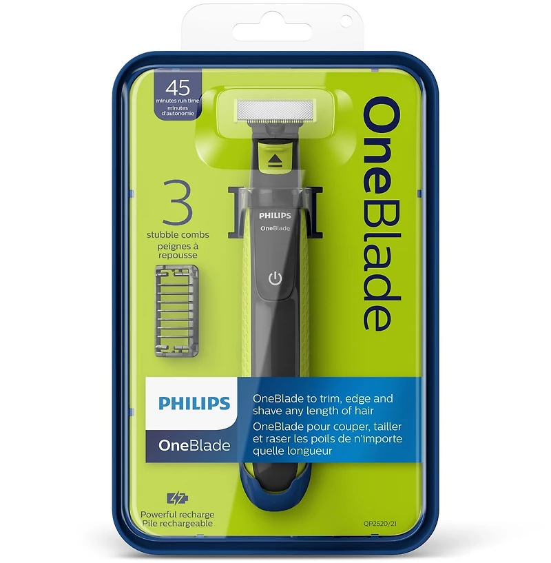 Philips OneBlade Hybride Tondeuse et Rasoir Électrique, QP2520/21