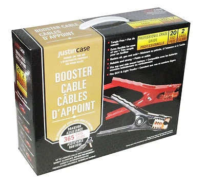 Justin Case 20 foot 2 Gauge Booster Cables, 20 ft 2 G Booster Cables