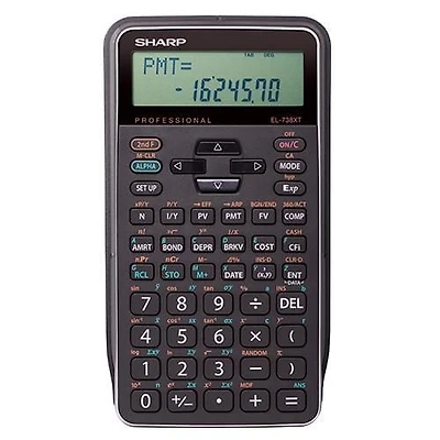 Sharp EL738XT Financial Calculator with Amortization and Cash Flow Analysis, 10-Digit 2-Line LCD for Business and Students