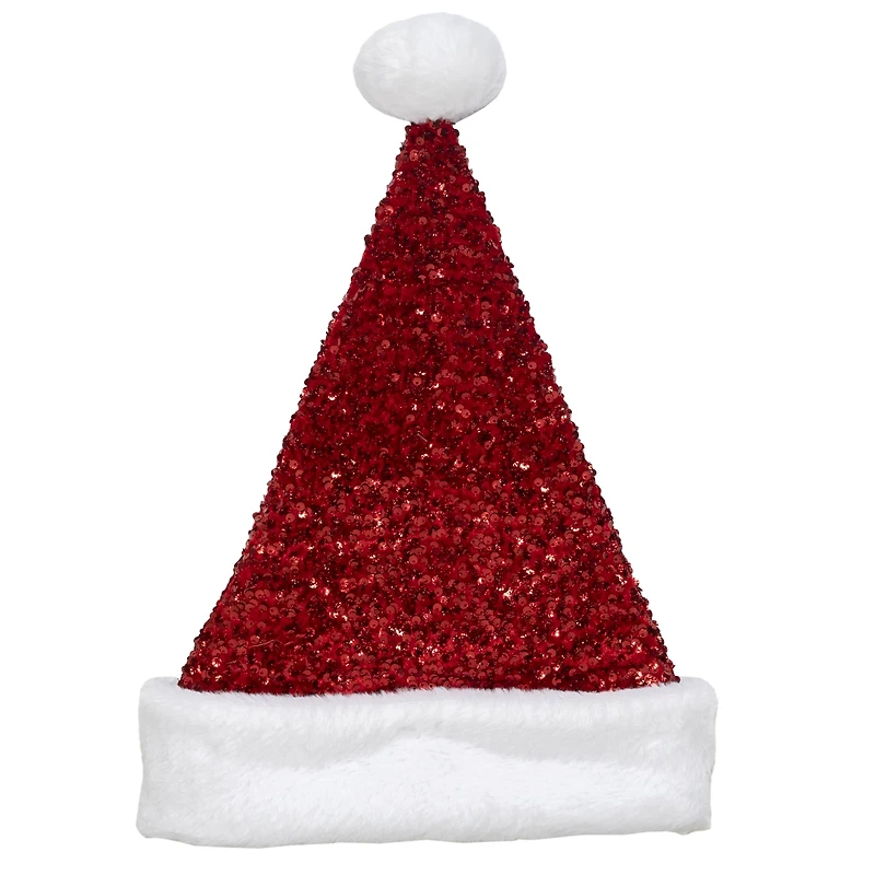 Holiday Time Red Sequin Santa Hat, 17"