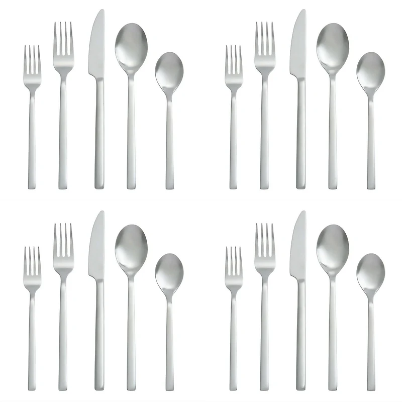 Better Homes & Gardens Holden Ensemble de couverts 20 pièces en acier inoxydable Argenté satiné Ensemble de couverts en satin 20 pièces BHG