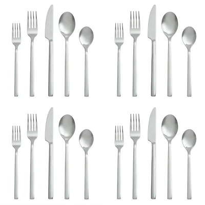Better Homes & Gardens Holden Ensemble de couverts 20 pièces en acier inoxydable Argenté satiné Ensemble de couverts en satin 20 pièces BHG