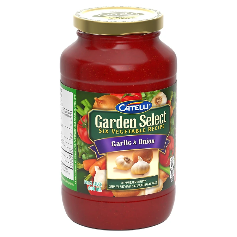 Catelli Garden Select Garlic & Onion Pasta Sauce, 600 mL