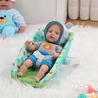 My Sweet Baby Poupée bébé 33 cm avec porte-bébé et jeu de poignée, yeux bleus, teint clair, thème bleu