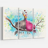 Design Art Deux Oiseaux Amoureux Sur La Branche Art Sur Toile