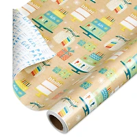American Greetings - Papier d'emballage réversible pour les fêtes et toutes les occasions, les gâteaux d'anniversaire et les cadeaux (1 rouleau, 30 po x 70 pi)