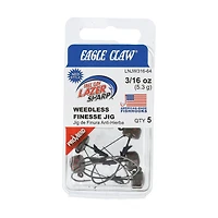 Eagle Claw LNJW316-64 Lazer Sharp Weedless Pro-V Finesse Jig, 3/16oz, 5pk, Green Pumpkin/Red Flake, Equipped with tungsten heads