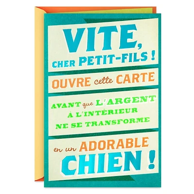 Carte comique de fête pour un petit-fils – Hallmark (Chiot)