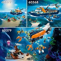 LEGO City Explorer Diving Boat 60377 Ocean Building Toy, Includes a Coral Reef Setting, Mini-Submarine, 3 Minifigures and Manta Ray, Shark, Crab, 2 Fish and 2 Turtle Figures